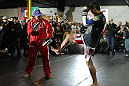 TORONTO, ON - DECEMBER 07:  Lyoto Machida works out for the fans and media during the UFC 140 Open Workouts at the Xtreme Couture Gym on December 7, 2011 in Toronto, Ontario.  (Photo by Josh Hedges/Zuffa LLC/Zuffa LLC via Getty Images)