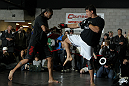 TORONTO, ON - DECEMBER 07:  Frank Mir works out for the fans and media during the UFC 140 Open Workouts at the Xtreme Couture Gym on December 7, 2011 in Toronto, Ontario.  (Photo by Josh Hedges/Zuffa LLC/Zuffa LLC via Getty Images)