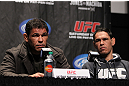 TORONTO, ON - DECEMBER 08:  (L-R) Twin brothers Antonio Rodrigo "Minotauro" Nogueira and Antonio Rogerio "Minotoro" Nogueira attend the final UFC 140 pre-fight press conference at Bell Tiff Lightbox Cinema1 on December 8, 2011 in Toronto, Canada.  (Photo by Josh Hedges/Zuffa LLC/Zuffa LLC via Getty Images)