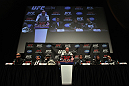 TORONTO, ON - DECEMBER 08:  A general view of the dais at the final UFC 140 pre-fight press conference at Bell Tiff Lightbox Cinema1 on December 8, 2011 in Toronto, Canada.  (Photo by Josh Hedges/Zuffa LLC/Zuffa LLC via Getty Images)
