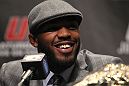 TORONTO, ON - DECEMBER 08:  UFC Light Heavyweight Champion Jon "Bones" Jones attends the final UFC 140 pre-fight press conference at Bell Tiff Lightbox Cinema1 on December 8, 2011 in Toronto, Canada.  (Photo by Josh Hedges/Zuffa LLC/Zuffa LLC via Getty Images)