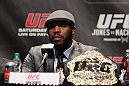 TORONTO, ON - DECEMBER 08:  UFC Light Heavyweight Champion Jon "Bones" Jones attends the final UFC 140 pre-fight press conference at Bell Tiff Lightbox Cinema1 on December 8, 2011 in Toronto, Canada.  (Photo by Josh Hedges/Zuffa LLC/Zuffa LLC via Getty Images)
