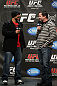 TORONTO, ON - DECEMBER 09:  (L-R) UFC Middleweight contender Mark Munoz and UFC commentator Mike Goldberg interacts with fans during a Q&A session before the UFC 140 Official Weigh-in at the Air Canada Centre on December 9, 2011 in Toronto, Canada.  (Photo by Josh Hedges/Zuffa LLC/Zuffa LLC via Getty Images)