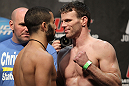 TORONTO, ON - DECEMBER 09: John Makdessi faces off with Dennis Hallman during the UFC 140 Official Weigh-in at the Air Canada Centre on December 9, 2011 in Toronto, Canada. (Photo by Josh Hedges/Zuffa LLC/Zuffa LLC via Getty Images)