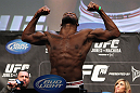 TORONTO, ON - DECEMBER 09:  UFC Light Heavyweight Champion Jon "Bones" Jones weighs in during the UFC 140 Official Weigh-in at the Air Canada Centre on December 9, 2011 in Toronto, Canada.  (Photo by Josh Hedges/Zuffa LLC/Zuffa LLC via Getty Images)