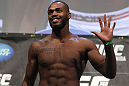 TORONTO, ON - DECEMBER 09:  UFC Light Heavyweight Champion Jon "Bones" Jones weighs in during the UFC 140 Official Weigh-in at the Air Canada Centre on December 9, 2011 in Toronto, Canada.  (Photo by Josh Hedges/Zuffa LLC/Zuffa LLC via Getty Images)
