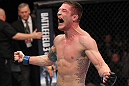 TORONTO, ON - DECEMBER 10:  Jake Hecht reacts after defeating Rich Attonito by TKO during the UFC 140 event at Air Canada Centre on December 10, 2011 in Toronto, Ontario, Canada.  (Photo by Nick Laham/Zuffa LLC/Zuffa LLC via Getty Images)