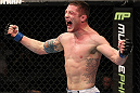 TORONTO, ON - DECEMBER 10:  Jake Hecht reacts after defeating Rich Attonito by TKO during the UFC 140 event at Air Canada Centre on December 10, 2011 in Toronto, Ontario, Canada.  (Photo by Nick Laham/Zuffa LLC/Zuffa LLC via Getty Images)