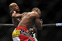 TORONTO, ON - DECEMBER 10:  (L-R) Walel Watson punches Yves Jabouin during the UFC 140 event at Air Canada Centre on December 10, 2011 in Toronto, Ontario, Canada.  (Photo by Josh Hedges/Zuffa LLC/Zuffa LLC via Getty Images)