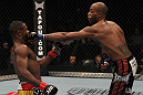 TORONTO, ON - DECEMBER 10:  (R-L) Walel Watson punches Yves Jabouin during the UFC 140 event at Air Canada Centre on December 10, 2011 in Toronto, Ontario, Canada.  (Photo by Nick Laham/Zuffa LLC/Zuffa LLC via Getty Images)