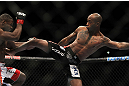 TORONTO, ON - DECEMBER 10:  (R-L) Walel Watson kicks Yves Jabouin during the UFC 140 event at Air Canada Centre on December 10, 2011 in Toronto, Ontario, Canada.  (Photo by Josh Hedges/Zuffa LLC/Zuffa LLC via Getty Images)