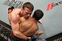 TORONTO, ON - DECEMBER 10:  (L-R) Dennis Hallman attempts to take down John Makdessi during the UFC 140 event at Air Canada Centre on December 10, 2011 in Toronto, Ontario, Canada.  (Photo by Nick Laham/Zuffa LLC/Zuffa LLC via Getty Images)