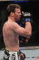 TORONTO, ON - DECEMBER 10:  Dennis Hallman reacts after defeating John Makdessi during the UFC 140 event at Air Canada Centre on December 10, 2011 in Toronto, Ontario, Canada.  (Photo by Nick Laham/Zuffa LLC/Zuffa LLC via Getty Images)