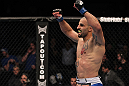 TORONTO, ON - DECEMBER 10:  Constantinos Philippou reacts after knocking out Jared Hamman during the UFC 140 event at Air Canada Centre on December 10, 2011 in Toronto, Ontario, Canada.  (Photo by Nick Laham/Zuffa LLC/Zuffa LLC via Getty Images)