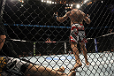 TORONTO, ON - DECEMBER 10:  Igor Pokrajac reacts after knocking out Krzysztof Soszynski during the UFC 140 event at Air Canada Centre on December 10, 2011 in Toronto, Ontario, Canada.  (Photo by Josh Hedges/Zuffa LLC/Zuffa LLC via Getty Images)