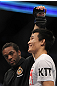 TORONTO, ON - DECEMBER 10:  "The Korean Zombie" Chan Sung Jung reacts after knocking out Mark Hominick during the UFC 140 event at Air Canada Centre on December 10, 2011 in Toronto, Ontario, Canada.  (Photo by Josh Hedges/Zuffa LLC/Zuffa LLC via Getty Images)