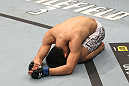 TORONTO, ON - DECEMBER 10:  "The Korean Zombie" Chan Sung Jung reacts after knocking out Mark Hominick during the UFC 140 event at Air Canada Centre on December 10, 2011 in Toronto, Ontario, Canada.  (Photo by Nick Laham/Zuffa LLC/Zuffa LLC via Getty Images)