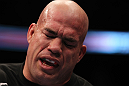 TORONTO, ON - DECEMBER 10:  Tito Ortiz exhibits the pain of a blow to the ribs after his TKO loss to Antonio Rogerio Nogueira during the UFC 140 event at Air Canada Centre on December 10, 2011 in Toronto, Ontario, Canada.  (Photo by Nick Laham/Zuffa LLC/Zuffa LLC via Getty Images)