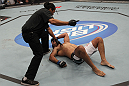TORONTO, ON - DECEMBER 10:  (L-R) Referee Herb Dean calls for a doctor after Antonio Rodrigo Nogueira suffered a separated shoulder from an arm lock against Frank Mir during the UFC 140 event at Air Canada Centre on December 10, 2011 in Toronto, Ontario, Canada.  (Photo by Nick Laham/Zuffa LLC/Zuffa LLC via Getty Images)