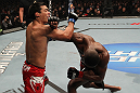 TORONTO, ON - DECEMBER 10:  (R-L) Jon "Bones" Jones punches Lyoto Machida during the UFC 140 event at Air Canada Centre on December 10, 2011 in Toronto, Ontario, Canada.  (Photo by Nick Laham/Zuffa LLC/Zuffa LLC via Getty Images)