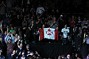 TORONTO, ON - DECEMBER 10:  A fan waves a UFC Canadian flag during the UFC 140 event at Air Canada Centre on December 10, 2011 in Toronto, Ontario, Canada.  (Photo by Josh Hedges/Zuffa LLC/Zuffa LLC via Getty Images)