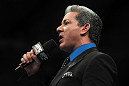 TORONTO, ON - DECEMBER 10:  Octagon announcer Bruce Buffer introduces the fighters during the first bout of the evening during the UFC 140 event at Air Canada Centre on December 10, 2011 in Toronto, Ontario, Canada.  (Photo by Josh Hedges/Zuffa LLC/Zuffa LLC via Getty Images)