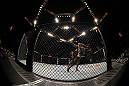 LAS VEGAS, NV - DECEMBER 30:  Danny Castillo (red shorts) lifts Anthony Njokuani (white shorts) during the UFC 141 event at the MGM Grand Garden Arena on December 30, 2011 in Las Vegas, Nevada.  (Photo by Josh Hedges/Zuffa LLC/Zuffa LLC via Getty Images) *** Local Caption *** Danny Castillo; Anthony Njokuani