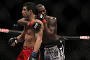 LAS VEGAS, NV - DECEMBER 30:  Danny Castillo (left) and Anthony Njokuani (right) after their fight during the UFC 141 event at the MGM Grand Garden Arena on December 30, 2011 in Las Vegas, Nevada.  (Photo by Josh Hedges/Zuffa LLC/Zuffa LLC via Getty Images) *** Local Caption *** Danny Castillo; Anthony Njokuani