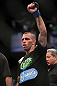 LAS VEGAS, NV - DECEMBER 30:  Junior Assuncao anticipates the decision in his fight against Ross Pearson during the UFC 141 event at the MGM Grand Garden Arena on December 30, 2011 in Las Vegas, Nevada.  (Photo by Josh Hedges/Zuffa LLC/Zuffa LLC via Getty Images) *** Local Caption *** Junior Assuncao