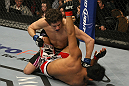 LAS VEGAS, NV - DECEMBER 30:  Jimy Hettes (top) punches Nam Phan during the UFC 141 event at the MGM Grand Garden Arena on December 30, 2011 in Las Vegas, Nevada.  (Photo by Donald Miralle/Zuffa LLC/Zuffa LLC via Getty Images) *** Local Caption *** Jimy Hettes; Nam Phan