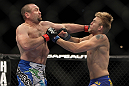 LAS VEGAS, NV - DECEMBER 30:  Vladimir Matyushenko (left) and Alexander Gustafsson (right) exchange blows during the UFC 141 event at the MGM Grand Garden Arena on December 30, 2011 in Las Vegas, Nevada.  (Photo by Josh Hedges/Zuffa LLC/Zuffa LLC via Getty Images) *** Local Caption *** Vladimir Matyushenko; Alexander Gustafsson