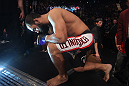 LAS VEGAS, NV - DECEMBER 30:  Johny Hendricks prepares to enter the Octagon for his fight against Jon Fitch during the UFC 141 event at the MGM Grand Garden Arena on December 30, 2011 in Las Vegas, Nevada.  (Photo by Donald Miralle/Zuffa LLC/Zuffa LLC via Getty Images) *** Local Caption *** Johny Hendricks