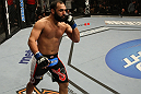 LAS VEGAS, NV - DECEMBER 30:  Johny Hendricks celebrates his win over Jon Fitch during the UFC 141 event at the MGM Grand Garden Arena on December 30, 2011 in Las Vegas, Nevada.  (Photo by Donald Miralle/Zuffa LLC/Zuffa LLC via Getty Images) *** Local Caption *** Johny Hendricks
