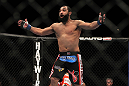LAS VEGAS, NV - DECEMBER 30:  Johny Hendricks reacts to his knockout victory over Jon Fitch during the UFC 141 event at the MGM Grand Garden Arena on December 30, 2011 in Las Vegas, Nevada.  (Photo by Josh Hedges/Zuffa LLC/Zuffa LLC via Getty Images) *** Local Caption *** Johny Hendricks
