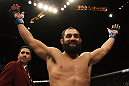 LAS VEGAS, NV - DECEMBER 30:  Johny Hendricks reacts to his win over Jon Fitch during the UFC 141 event at the MGM Grand Garden Arena on December 30, 2011 in Las Vegas, Nevada.  (Photo by Donald Miralle/Zuffa LLC/Zuffa LLC via Getty Images) *** Local Caption *** Johny Hendricks