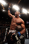 LAS VEGAS, NV - DECEMBER 30:  Alistair Overeem celebrates his win over Brock Lesnar during the UFC 141 event at the MGM Grand Garden Arena on December 30, 2011 in Las Vegas, Nevada.  (Photo by Donald Miralle/Zuffa LLC/Zuffa LLC via Getty Images) *** Local Caption *** Alistair Overeem