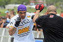 RIO DE JANEIRO, BRAZIL - JANUARY 11:  Vitor Belfort works out for the media and fans during the UFC 142 Open Workouts at Barra de Tijuca Beach on January 11, 2012 in Rio de Janeiro, Brazil.  (Photo by Josh Hedges/Zuffa LLC/Zuffa LLC via Getty Images)