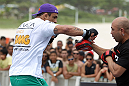 RIO DE JANEIRO, BRAZIL - JANUARY 11:  Vitor Belfort works out for the media and fans during the UFC 142 Open Workouts at Barra de Tijuca Beach on January 11, 2012 in Rio de Janeiro, Brazil.  (Photo by Josh Hedges/Zuffa LLC/Zuffa LLC via Getty Images)