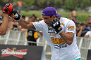 RIO DE JANEIRO, BRAZIL - JANUARY 11:  Vitor Belfort works out for the media and fans during the UFC 142 Open Workouts at Barra de Tijuca Beach on January 11, 2012 in Rio de Janeiro, Brazil.  (Photo by Josh Hedges/Zuffa LLC/Zuffa LLC via Getty Images)