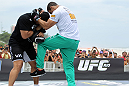 RIO DE JANEIRO, BRAZIL - JANUARY 11:  Vitor Belfort works out for the media and fans during the UFC 142 Open Workouts at Barra de Tijuca Beach on January 11, 2012 in Rio de Janeiro, Brazil.  (Photo by Josh Hedges/Zuffa LLC/Zuffa LLC via Getty Images)