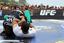 RIO DE JANEIRO, BRAZIL - JANUARY 11:  Vitor Belfort works out for the media and fans during the UFC 142 Open Workouts at Barra de Tijuca Beach on January 11, 2012 in Rio de Janeiro, Brazil.  (Photo by Josh Hedges/Zuffa LLC/Zuffa LLC via Getty Images)