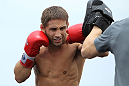 RIO DE JANEIRO, BRAZIL - JANUARY 11:  Chad Mendes works out for the media and fans during the UFC 142 Open Workouts at Barra de Tijuca Beach on January 11, 2012 in Rio de Janeiro, Brazil.  (Photo by Josh Hedges/Zuffa LLC/Zuffa LLC via Getty Images)
