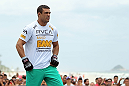 RIO DE JANEIRO, BRAZIL - JANUARY 11:  Vitor Belfort works out for the media and fans during the UFC 142 Open Workouts at Barra de Tijuca Beach on January 11, 2012 in Rio de Janeiro, Brazil.  (Photo by Josh Hedges/Zuffa LLC/Zuffa LLC via Getty Images)