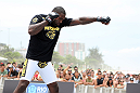 RIO DE JANEIRO, BRAZIL - JANUARY 11:  Anthony Johnson works out for the media and fans during the UFC 142 Open Workouts at Barra de Tijuca Beach on January 11, 2012 in Rio de Janeiro, Brazil.  (Photo by Josh Hedges/Zuffa LLC/Zuffa LLC via Getty Images)