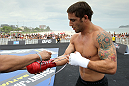 RIO DE JANEIRO, BRAZIL - JANUARY 11:  Chad Mendes works out for the media and fans during the UFC 142 Open Workouts at Barra de Tijuca Beach on January 11, 2012 in Rio de Janeiro, Brazil.  (Photo by Josh Hedges/Zuffa LLC/Zuffa LLC via Getty Images)