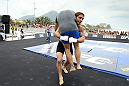 RIO DE JANEIRO, BRAZIL - JANUARY 11:  Chad Mendes works out for the media and fans during the UFC 142 Open Workouts at Barra de Tijuca Beach on January 11, 2012 in Rio de Janeiro, Brazil.  (Photo by Josh Hedges/Zuffa LLC/Zuffa LLC via Getty Images)