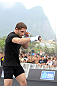 RIO DE JANEIRO, BRAZIL - JANUARY 11:  Chad Mendes works out for the media and fans during the UFC 142 Open Workouts at Barra de Tijuca Beach on January 11, 2012 in Rio de Janeiro, Brazil.  (Photo by Josh Hedges/Zuffa LLC/Zuffa LLC via Getty Images)