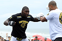 RIO DE JANEIRO, BRAZIL - JANUARY 11:  Anthony Johnson works out for the media and fans during the UFC 142 Open Workouts at Barra de Tijuca Beach on January 11, 2012 in Rio de Janeiro, Brazil.  (Photo by Josh Hedges/Zuffa LLC/Zuffa LLC via Getty Images)