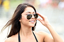RIO DE JANEIRO, BRAZIL - JANUARY 11:  UFC Octagon Girl Arianny Celeste attends the UFC 142 Open Workouts at Barra de Tijuca Beach on January 11, 2012 in Rio de Janeiro, Brazil.  (Photo by Josh Hedges/Zuffa LLC/Zuffa LLC via Getty Images)
