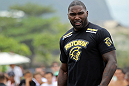 RIO DE JANEIRO, BRAZIL - JANUARY 11:  Anthony Johnson works out for the media and fans during the UFC 142 Open Workouts at Barra de Tijuca Beach on January 11, 2012 in Rio de Janeiro, Brazil.  (Photo by Josh Hedges/Zuffa LLC/Zuffa LLC via Getty Images)